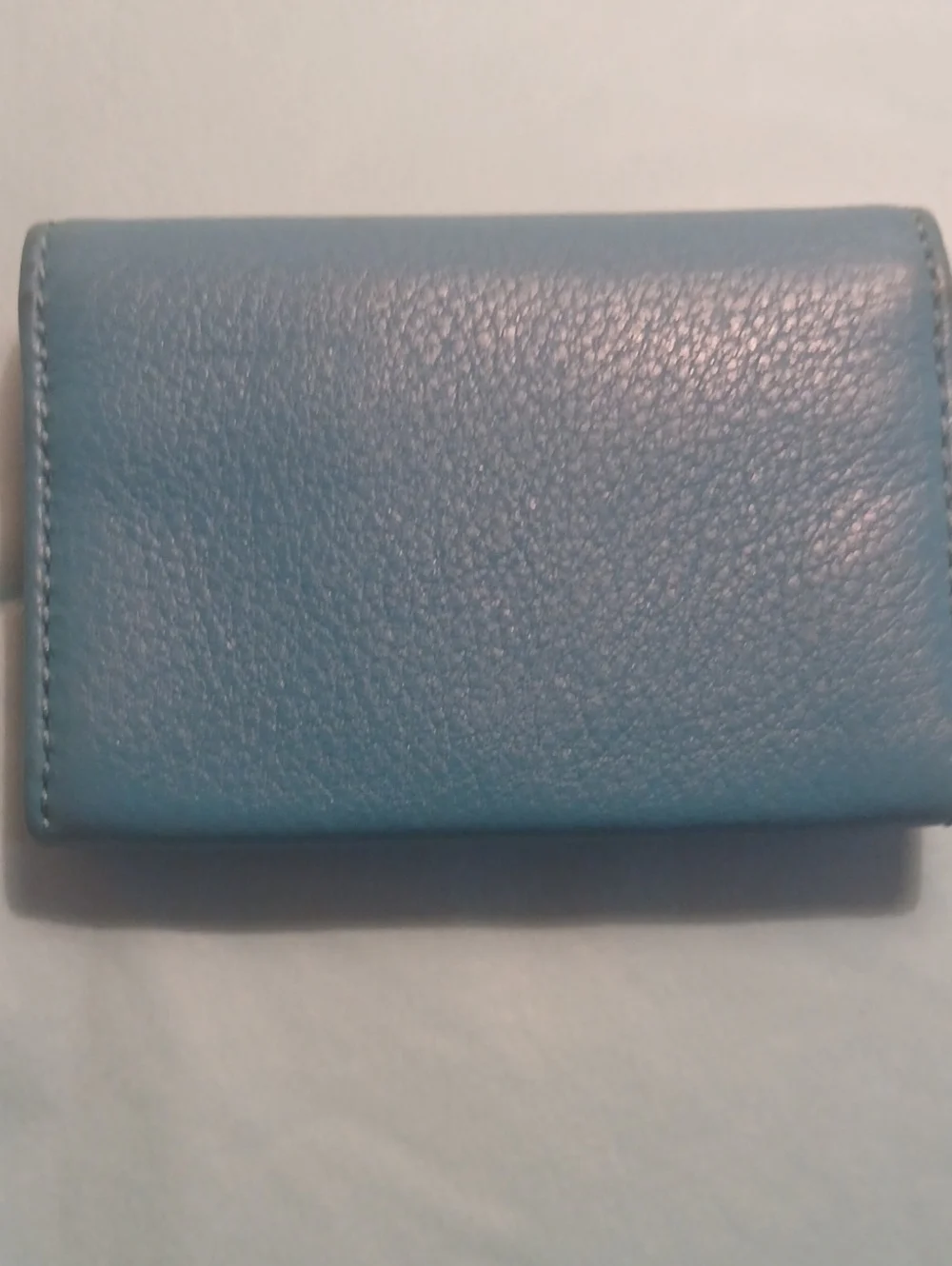 Michael Kors Blue Pebbled Leather Rose Gold MK Logo Flap Card Case Mini Wallet
